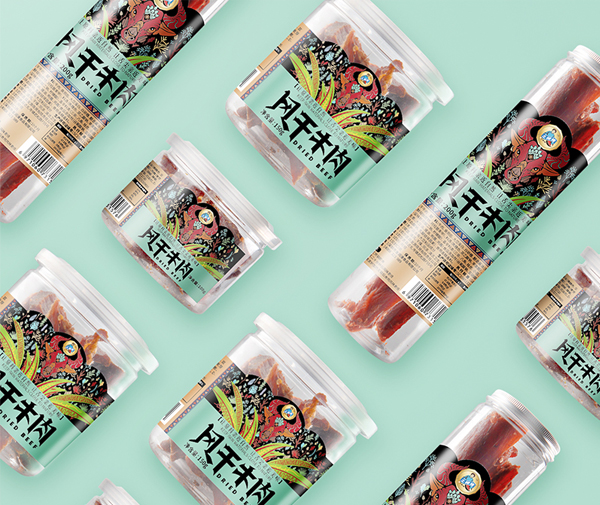 土姥姥土特產(chǎn)風(fēng)干牛肉包裝標(biāo)簽設(shè)計